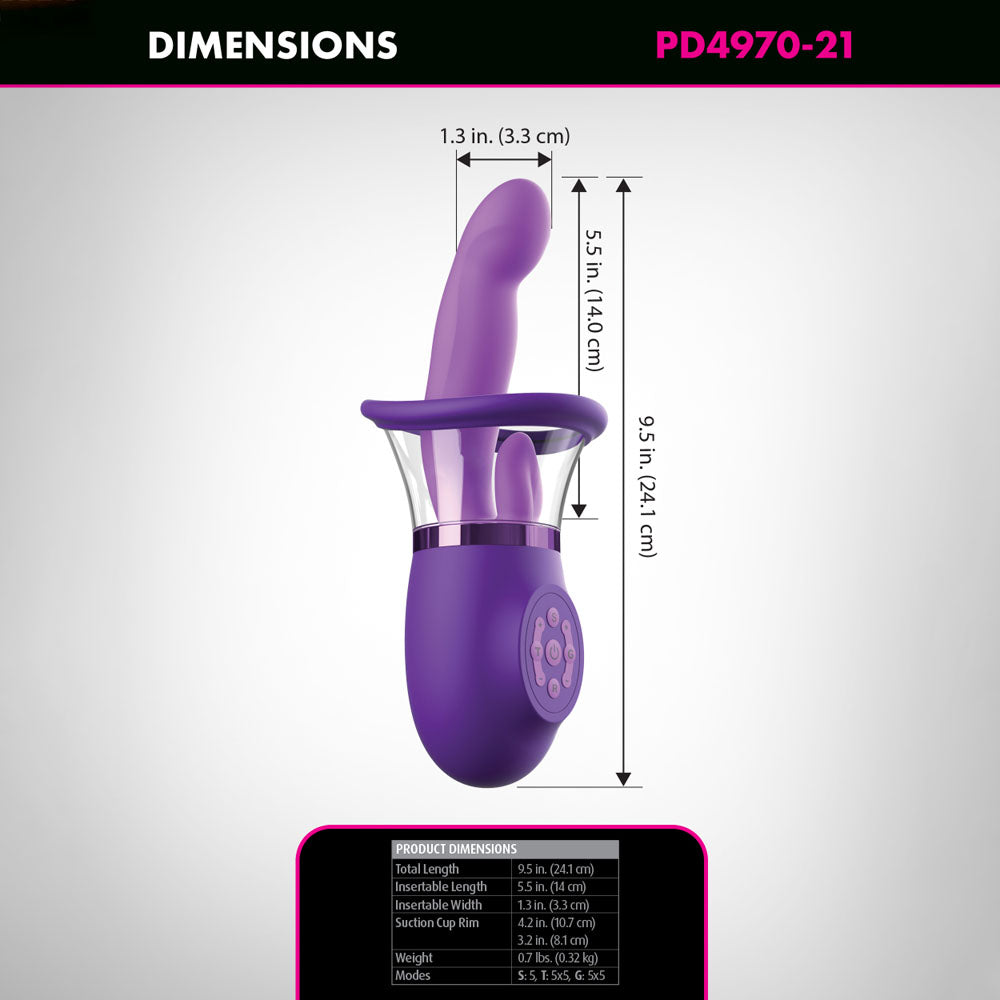 Fantasy For Her Ultimate Pleasure Pro Plus - Purple USB Rechargeable Sucking Licking & Flicking Vibrator-PD4970-12