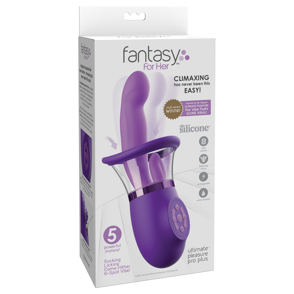 Fantasy For Her Ultimate Pleasure Pro Plus - Purple USB Rechargeable Sucking Licking & Flicking Vibrator-PD4970-12