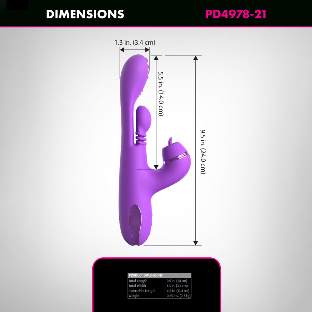 Fantasy For Her IntiMotion Pulse Pro - Purple 24 cm USB Rechargeable Swirling & Flicking Rabbit Vibrator-PD4978-12