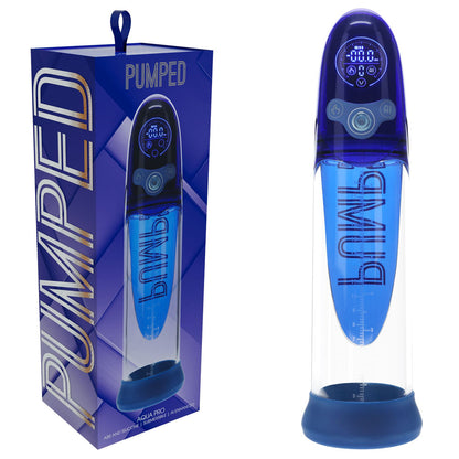 PUMPED Aqua-Pro Auto Pump - Blue - Blue/Clear USB Rechargeable AI-Enabled Submersible Auto Penis Pump-PMP053BLU