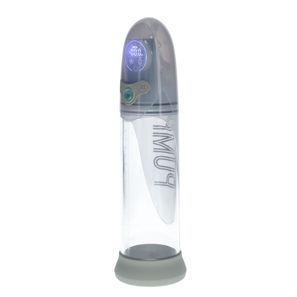PUMPED Aqua-Pro Auto Pump - Grey - Grey/Clear USB Rechargeable AI-Enabled Submersible Auto Penis Pump-PMP053GRY