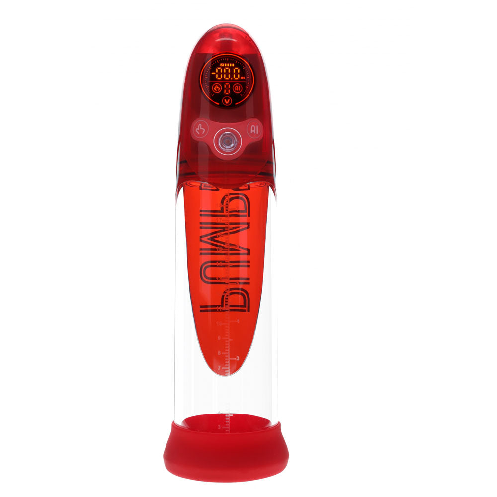 PUMPED Aqua-Pro Auto Pump - Red - Red/Clear USB Rechargeable AI-Enabled Submersible Auto Penis Pump-PMP053RED