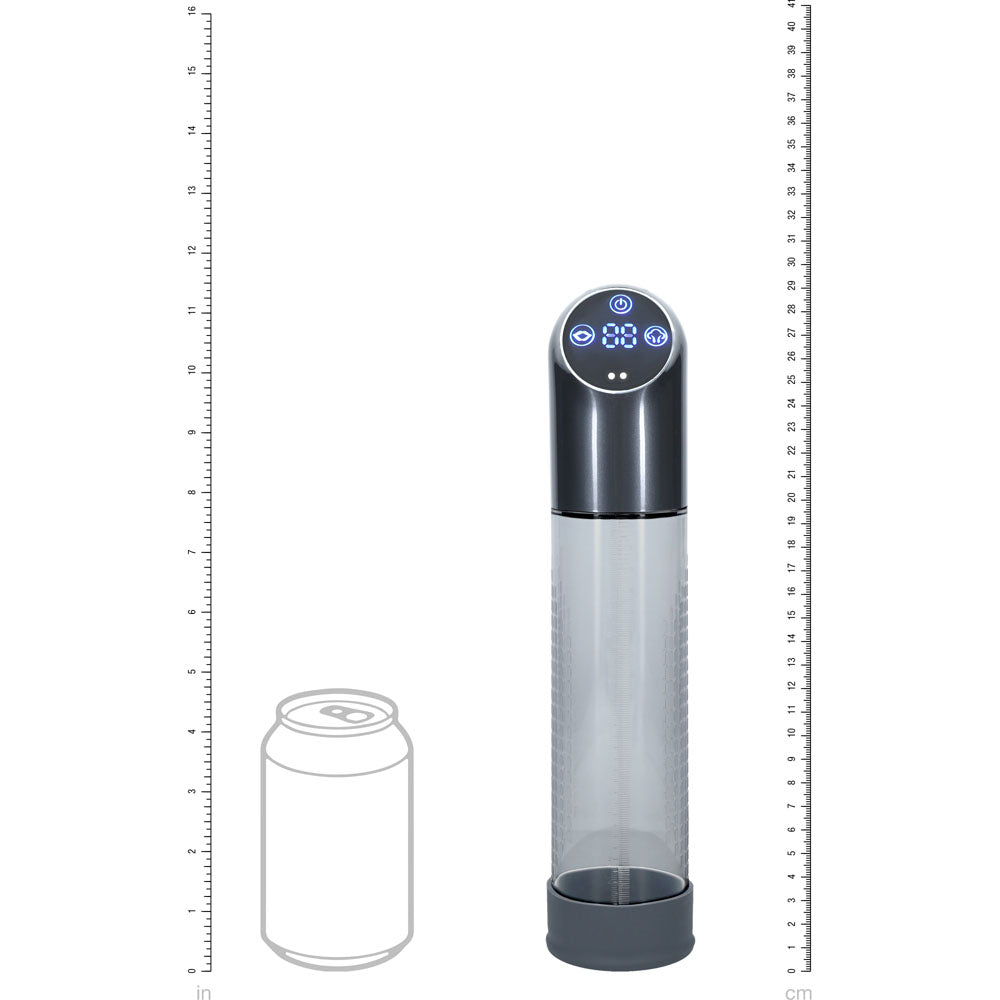 PUMPED Automatic Waterproof Pump - Gun Metal - Gunmetal/Clear USB Rechargeable Automatic Penis Pump-PMP056GUN