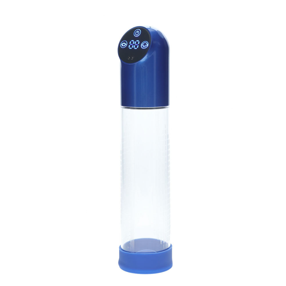 PUMPED Automatic Waterproof Pump - Metal Blue - Blue/Clear USB Rechargeable Automatic Penis Pump-PMP056MBL