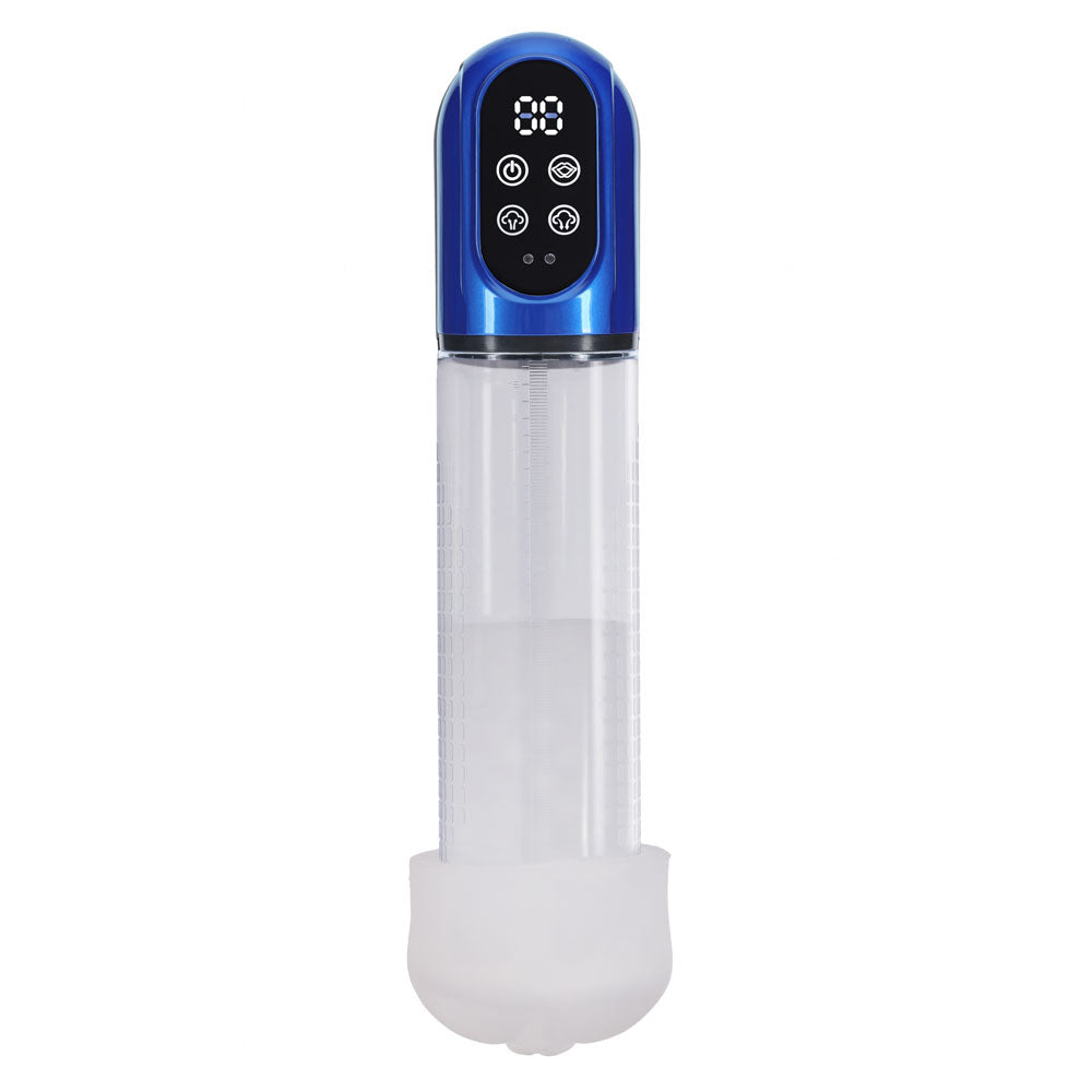PUMPED Engage Automatic Penis Pump - Blue - Metallic Blue USB Rechargeable Auto Penis Pump-PMP058MBL