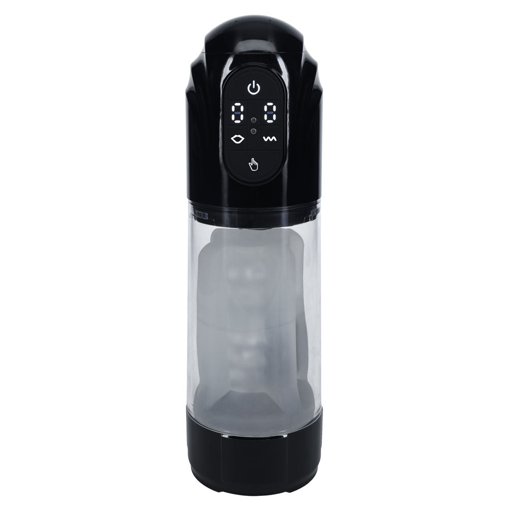 PUMPED TechnoThrust Auto Masturbator - Black/Clear USB Rechargeable Auto Maturbator-PMP061BLK