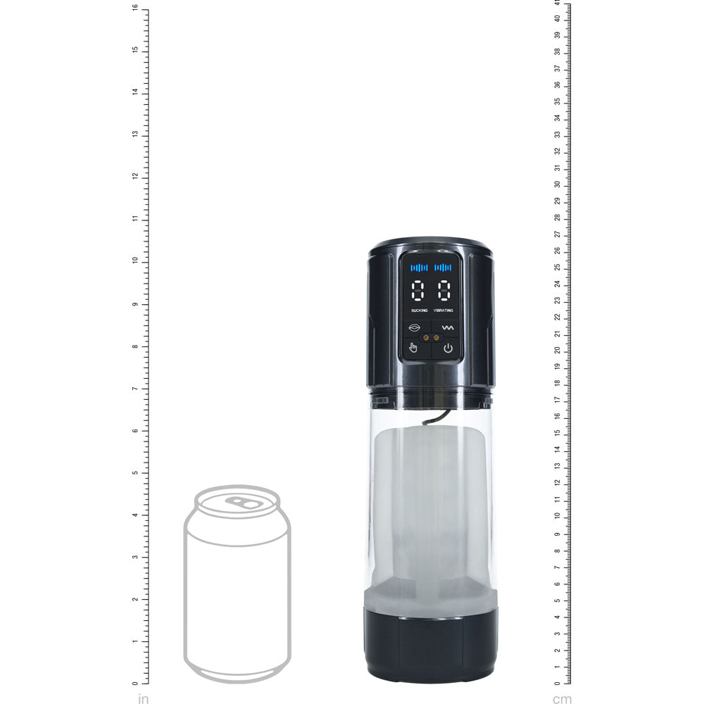 PUMPED UltraLift Automatic Masturbator - Gunmetal Grey/Clear USB Rechargeable Auto Masturbator-PMP062GUN