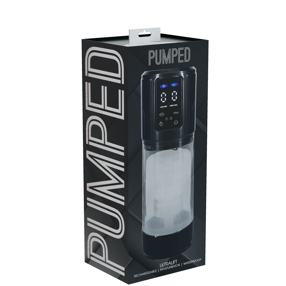 PUMPED UltraLift Automatic Masturbator - Gunmetal Grey/Clear USB Rechargeable Auto Masturbator-PMP062GUN