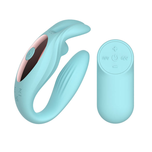 Passion Play Rabbit Couple Vibe with Remote Controller - Blue USB Rechargeable Couples Vibrator with Wireless Remote - PP0086