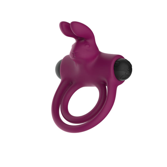 Passion Play Silicone Rabbit Vibrating Cockring - Purple USB Rechargeable Vibrating Penis and Balls Ring - PP0242