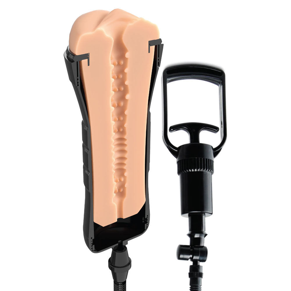 PDX Wet Pussies Super Sucker XXL Stroker - Flesh - Flesh Vagina Stroker with Suction Pump-RD448-21