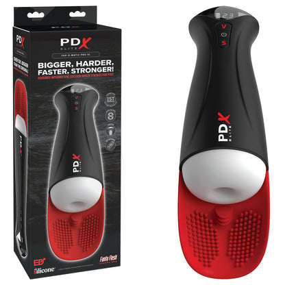 PDX Elite Fap-O-Matic Pro XL - White/Red - White USB Rechargeable Auto Stroker-RD554-20
