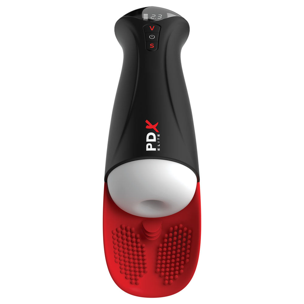 PDX Elite Fap-O-Matic Pro XL - White/Red - White USB Rechargeable Auto Stroker-RD554-20