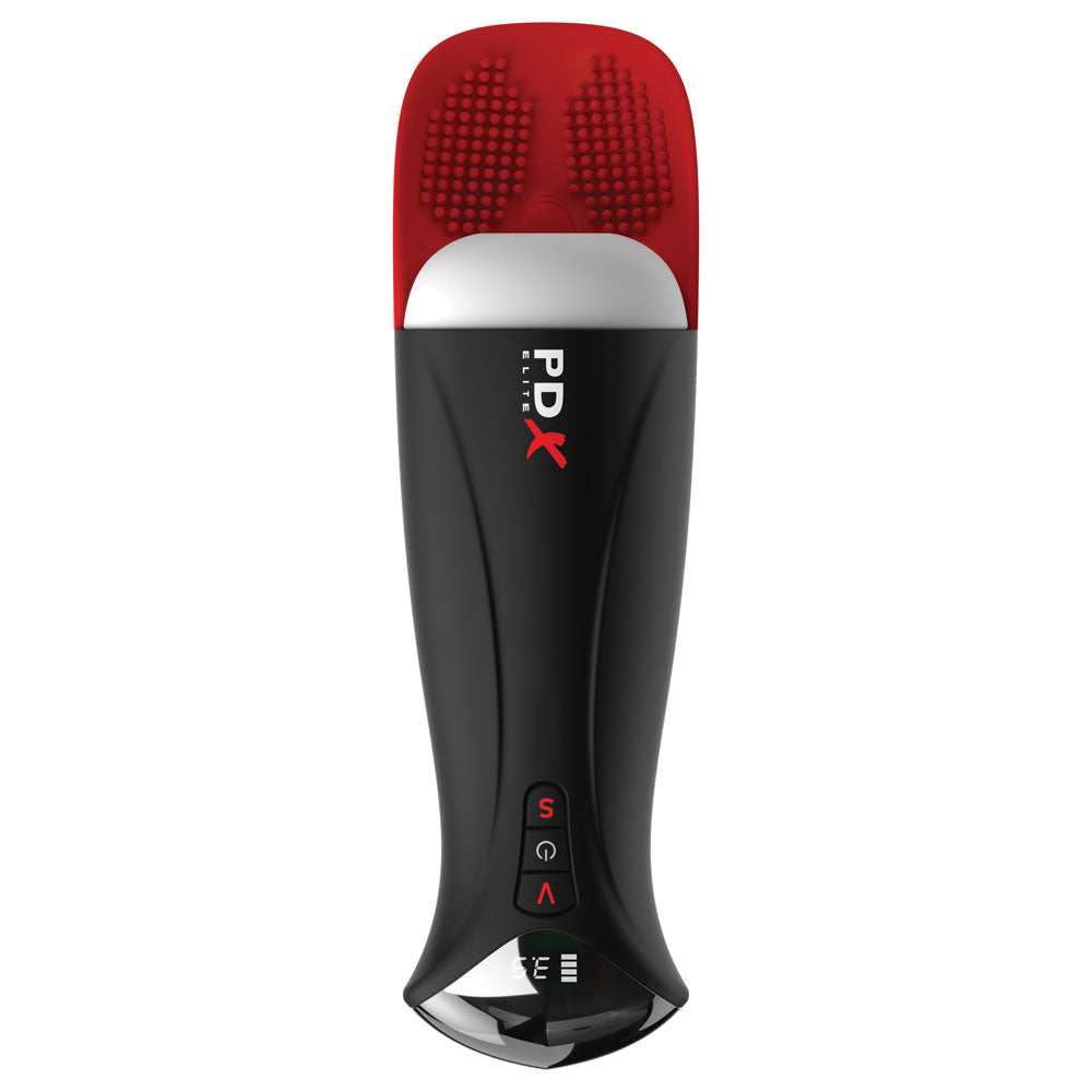 PDX Elite Fap-O-Matic Pro XL - White/Red - White USB Rechargeable Auto Stroker-RD554-20