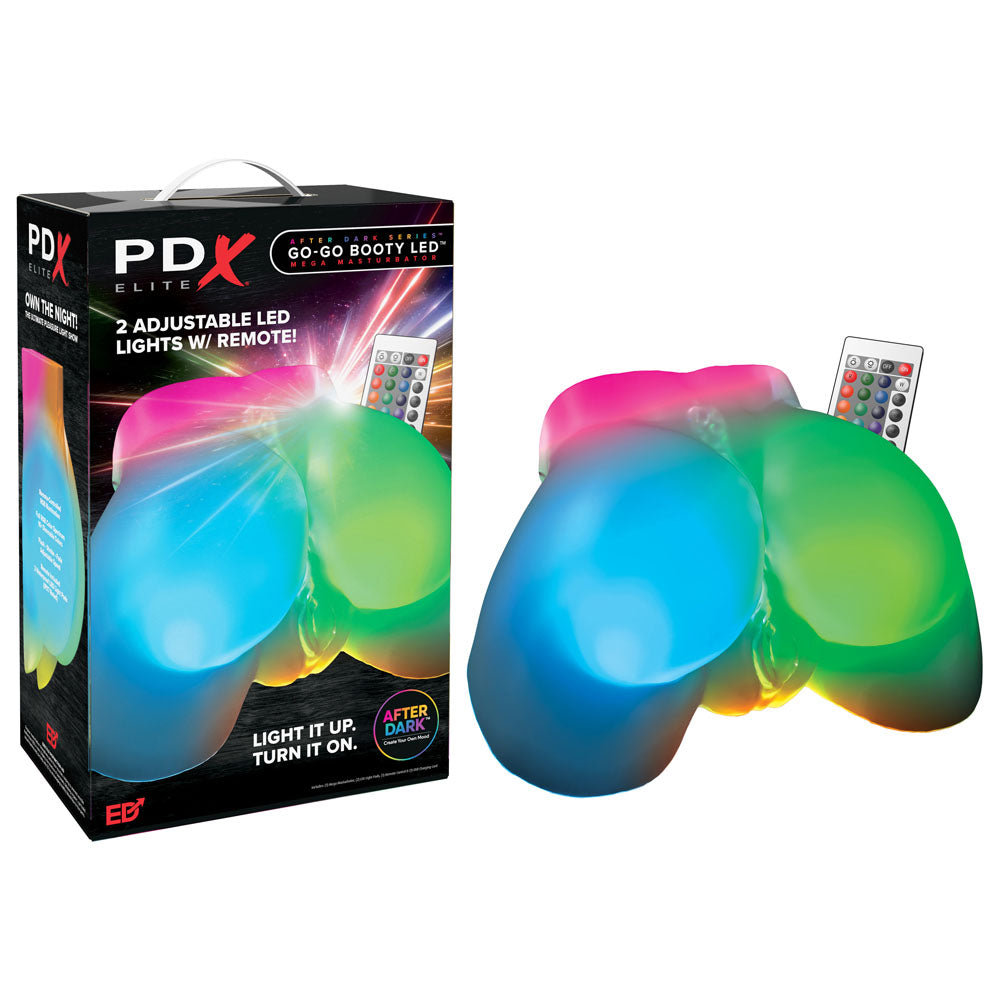 PDX Elite Go-Go Booty LED Mega Masturbator - Clear with LED Doggy-Style Masturbator - RD633-20