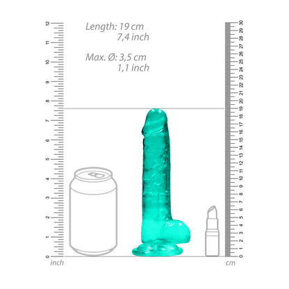 REALROCK 7 Realistic Dildo With Balls - Turquoise 17.8 cm Dong
