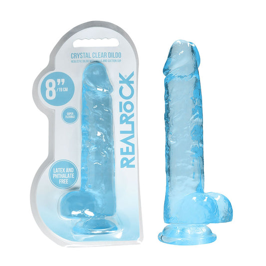 REALROCK 8 Realistic Dildo With Balls - Blue 20.3 cm Dong-REA092BLU