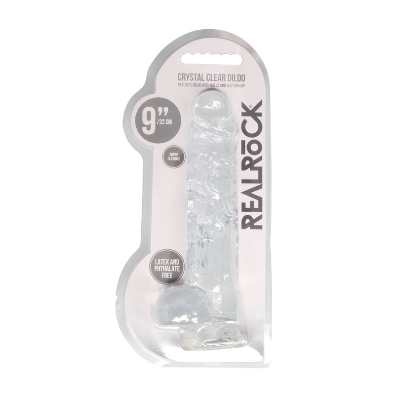 RealRock 9 Realistic Dildo With Balls - Clear 22.9 cm Dong-REA093TRA