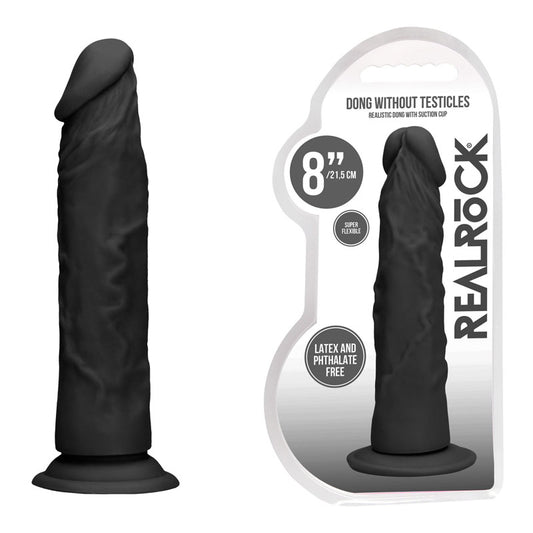 REALROCK 8 Realistic Dildo - Black 20.3 cm Dong - REA099BLK
