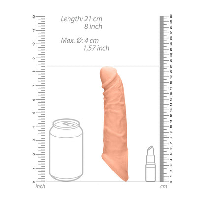 REALROCK 8 Realistic Penis Extender with Rings - Flesh 20.3 cm Penis Extension Sleeve-REA106FLE