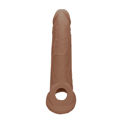 REALROCK 9 Realistic Penis Extender with Rings - Tan - Tan 22.9 cm Penis Extension Sleeve - REA107TAN