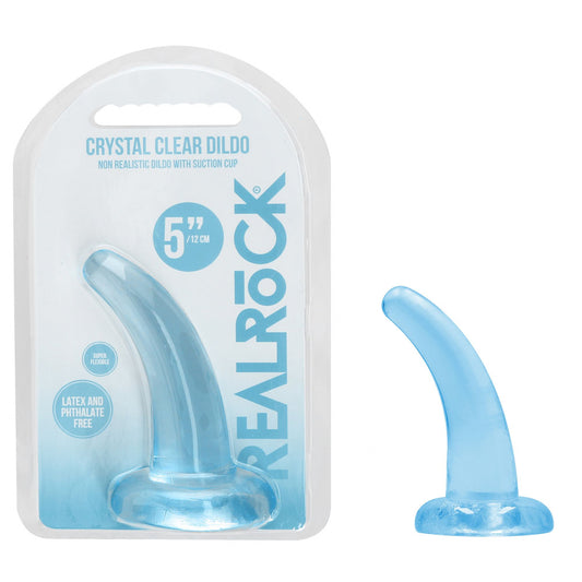 REALROCK Non Realistic Dildo With Suction Cup - 11.5 cm - Blue - Blue 11.5 cm Curved Pegging Dong - REA109BLU