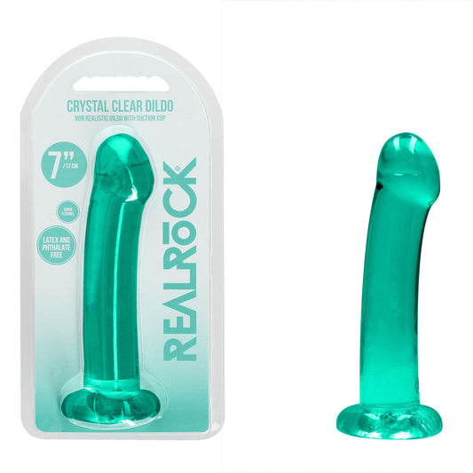 REALROCK Non Realistic Dildo With Suction Cup - 17 cm - Turquoise - Turquoise 17 cm Dong - REA111TUR