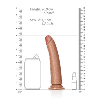 REALROCK Realistic Slim Dildo with Suction Cup - 18cm - Tan 18 cm (7) Dong-REA114TAN
