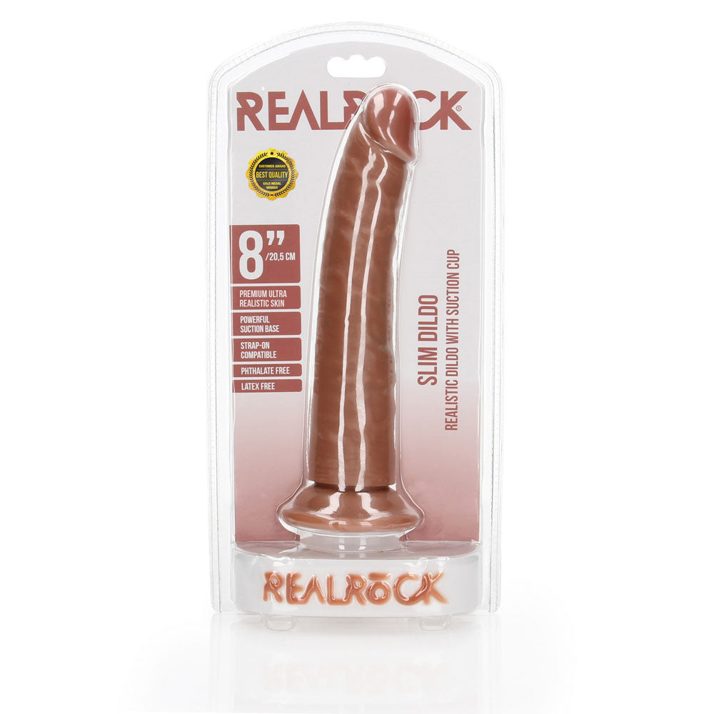 REALROCK Realistic Slim Dildo with Suction Cup - 20.5cm - Tan 20.5 cm (8) Dong