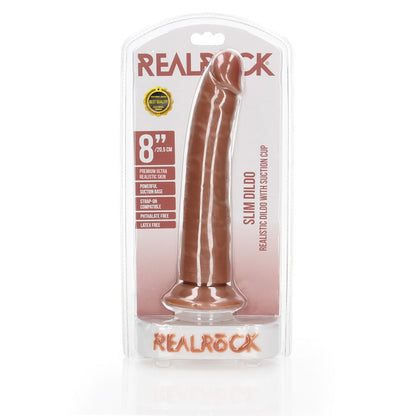 REALROCK Realistic Slim Dildo with Suction Cup - 20.5cm - Tan 20.5 cm (8) Dong