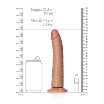 REALROCK Realistic Slim Dildo with Suction Cup - 20.5cm - Tan 20.5 cm (8) Dong