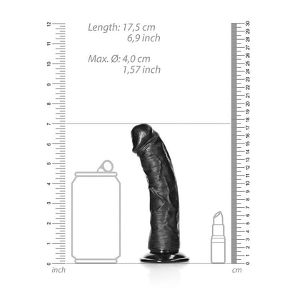 REALROCK Realistic Regular Curved Dildo with Suction Cup - 15.5 cm - Black 15.5 cm (6) Dong - REA116BLK