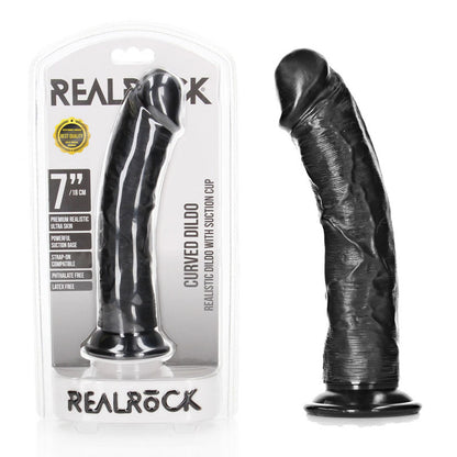 REALROCK Realistic Regular Curved Dildo with Suction Cup - 18 cm - Black 18 cm (7) Dong-REA117BLK