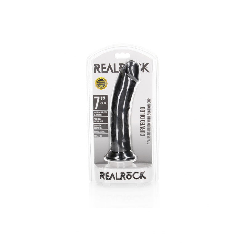 REALROCK Realistic Regular Curved Dildo with Suction Cup - 18 cm - Black 18 cm (7) Dong-REA117BLK
