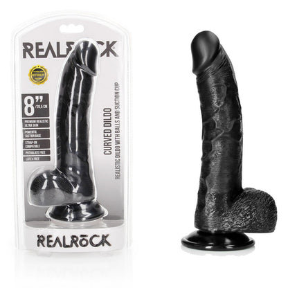 REALROCK Realistic Regular Curved Dong with Balls - 20.5 cm - Black 20.5 cm (8) Dong-REA123BLK