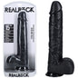 REALROCK 38cm Extra Long Dildo with Balls - Black - Black 38 cm (15) Extra Long Dong - REA165BLK