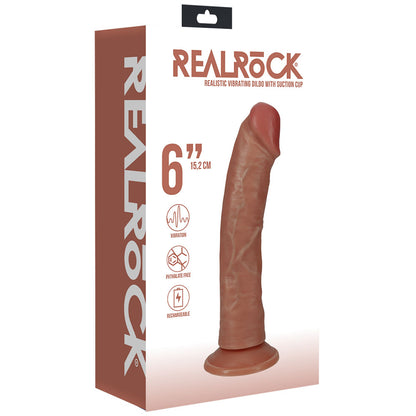 REALROCK 15cm Vibrating Cock - Tan - Tan 15.2 cm (6) USB Rechargeable Vibrating Dong-REA187TAN