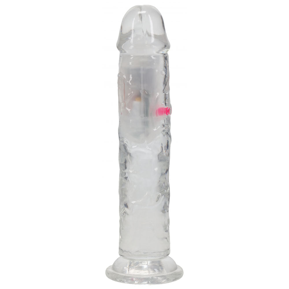 REALROCK 7 No Balls Wireless Rechargeable LED Vibrating Dong - Clear with LED 20 cm USB Rechargeable Vibrating Dong with Remote-REA204TRA