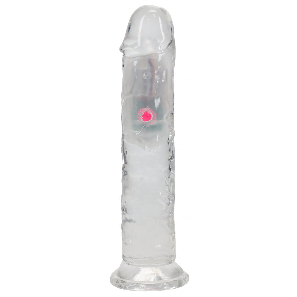 REALROCK 7 No Balls Wireless Rechargeable LED Vibrating Dong - Clear with LED 20 cm USB Rechargeable Vibrating Dong with Remote-REA204TRA