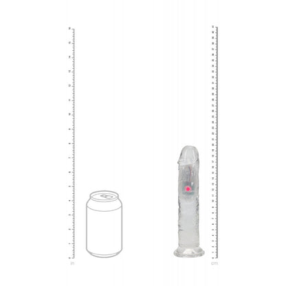 REALROCK 7 No Balls Wireless Rechargeable LED Vibrating Dong - Clear with LED 20 cm USB Rechargeable Vibrating Dong with Remote-REA204TRA