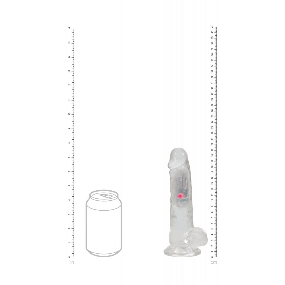 REALROCK 7 with Balls Wireless Rechargeable LED Vibrating Dong - Clear with LED 19.5 cm USB Rechargeable Vibrating Dong with Remote-REA205TRA
