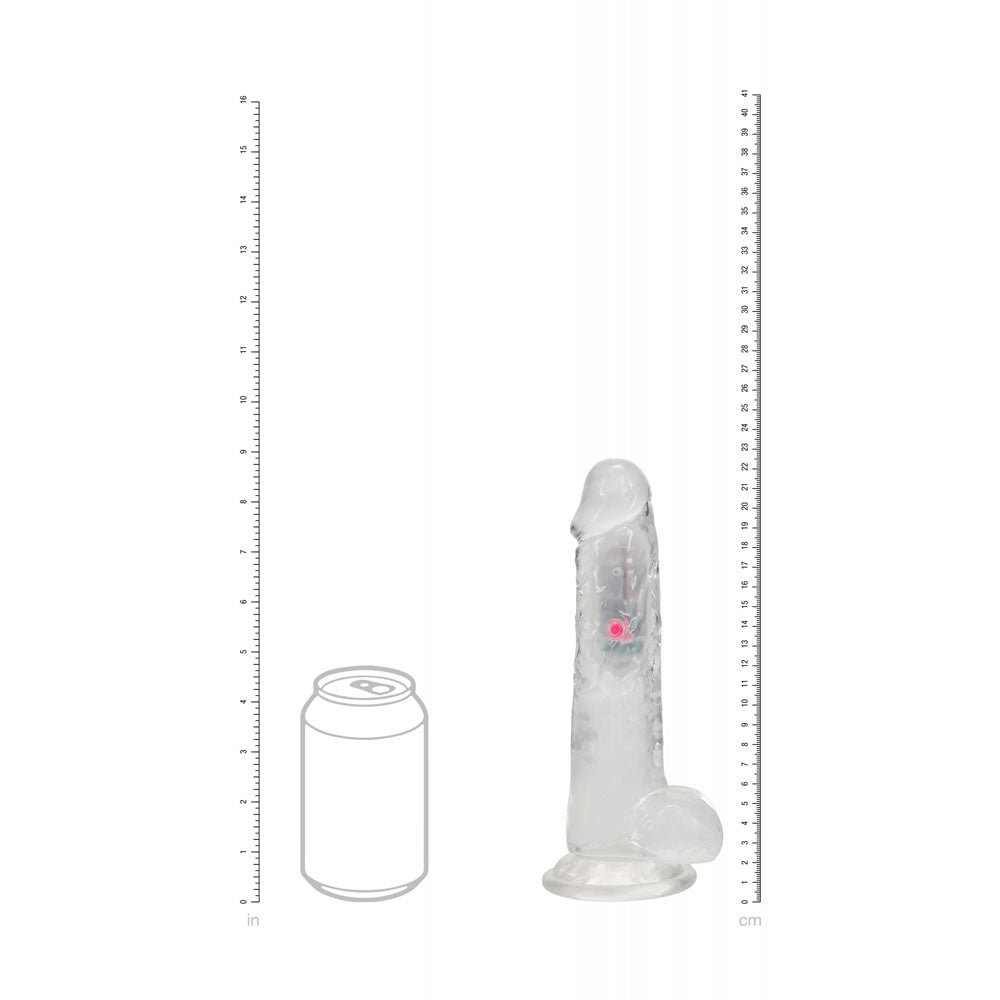 REALROCK 8 with Balls Wireless Rechargeable LED Vibrating Dong - Clear with LED 22.5 cm USB Rechargeable Vibrating Dong with Remote-REA207TRA