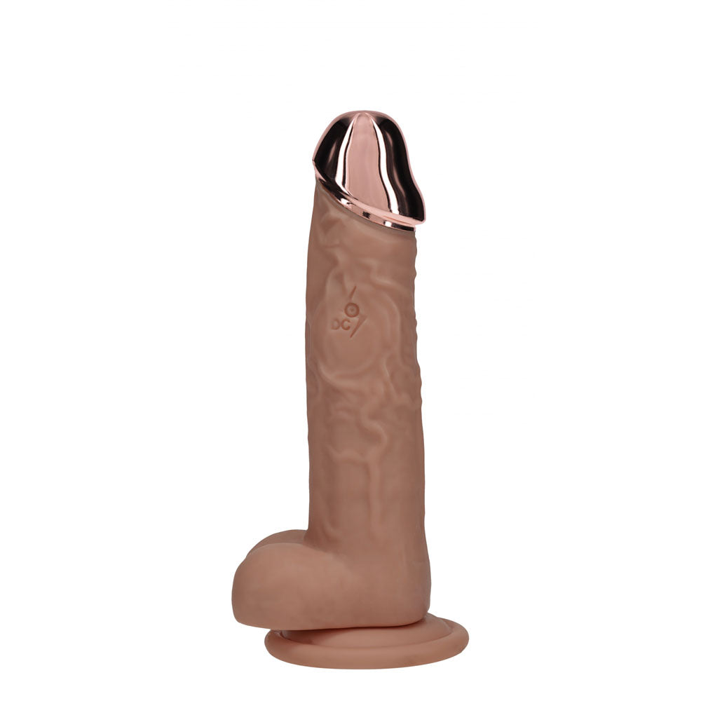 REALROCK Metal Head 6 Rechargeable Dildo - Tan - Tan 16.2 cm USB Rechargeable Vibrating Dildo with Metal Head and Wireless Remote - REA209TAN