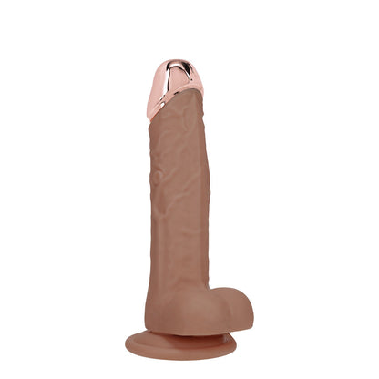 REALROCK Metal Head 6 Rechargeable Dildo - Tan - Tan 16.2 cm USB Rechargeable Vibrating Dildo with Metal Head and Wireless Remote - REA209TAN