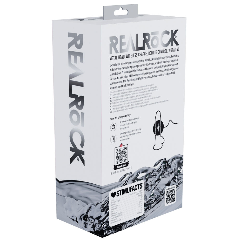 REALROCK Metal Head 7 Rechargeable Dildo - Flesh - Flesh 19 cm USB Rechargeable Vibrating Dildo with Metal Head and Wireless Remote - REA210FLE