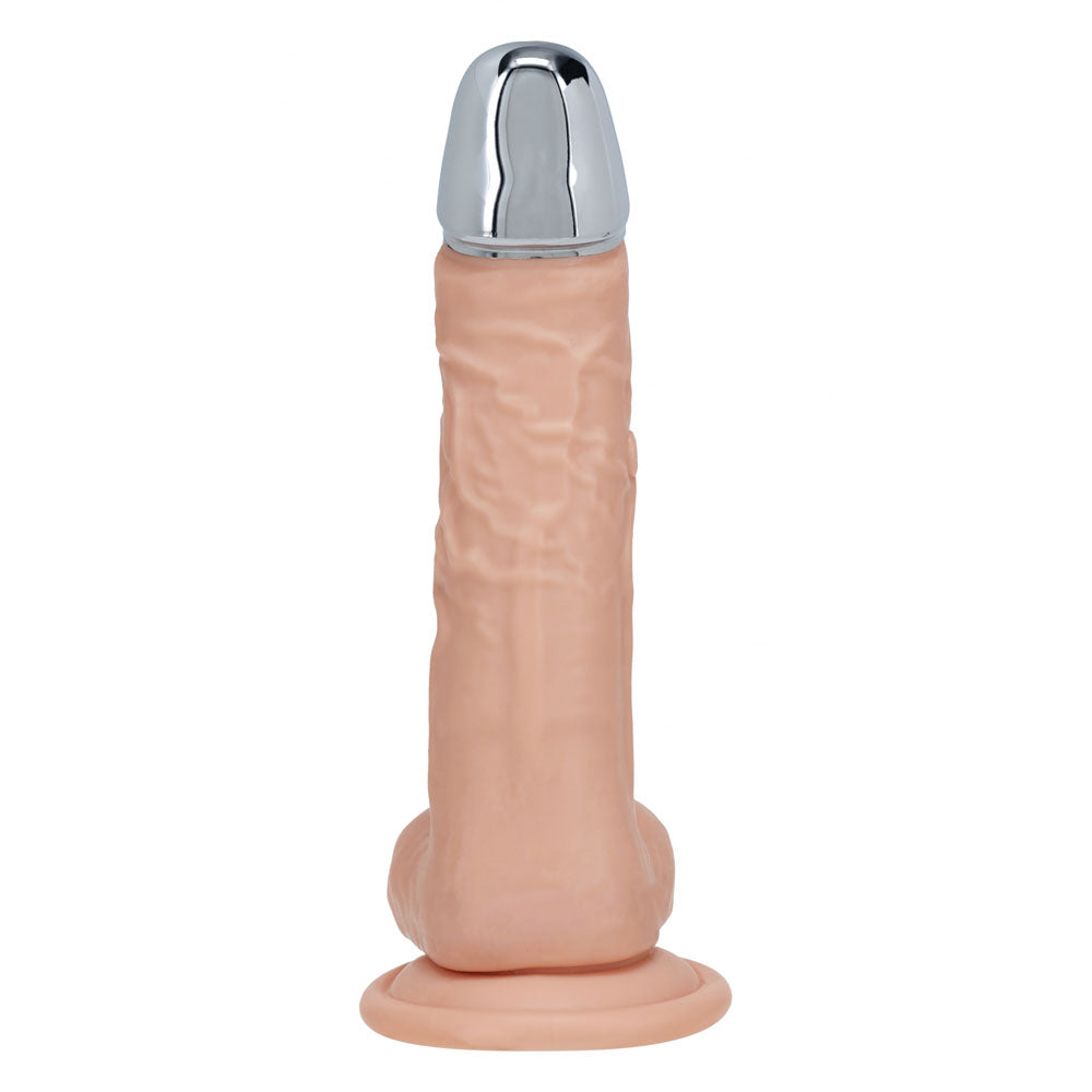 REALROCK Metal Head 8 Rechargeable Dildo - Flesh - Flesh 22 cm USB Rechargeable Vibrating Dildo with Metal Head and Wireless Remote - REA211FLE