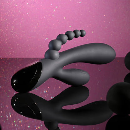 Selopa TRIPLE ACES - Black 19.7 cm USB Rechargeable Triple Stimulator Vibrator-SL-RS-6640-2