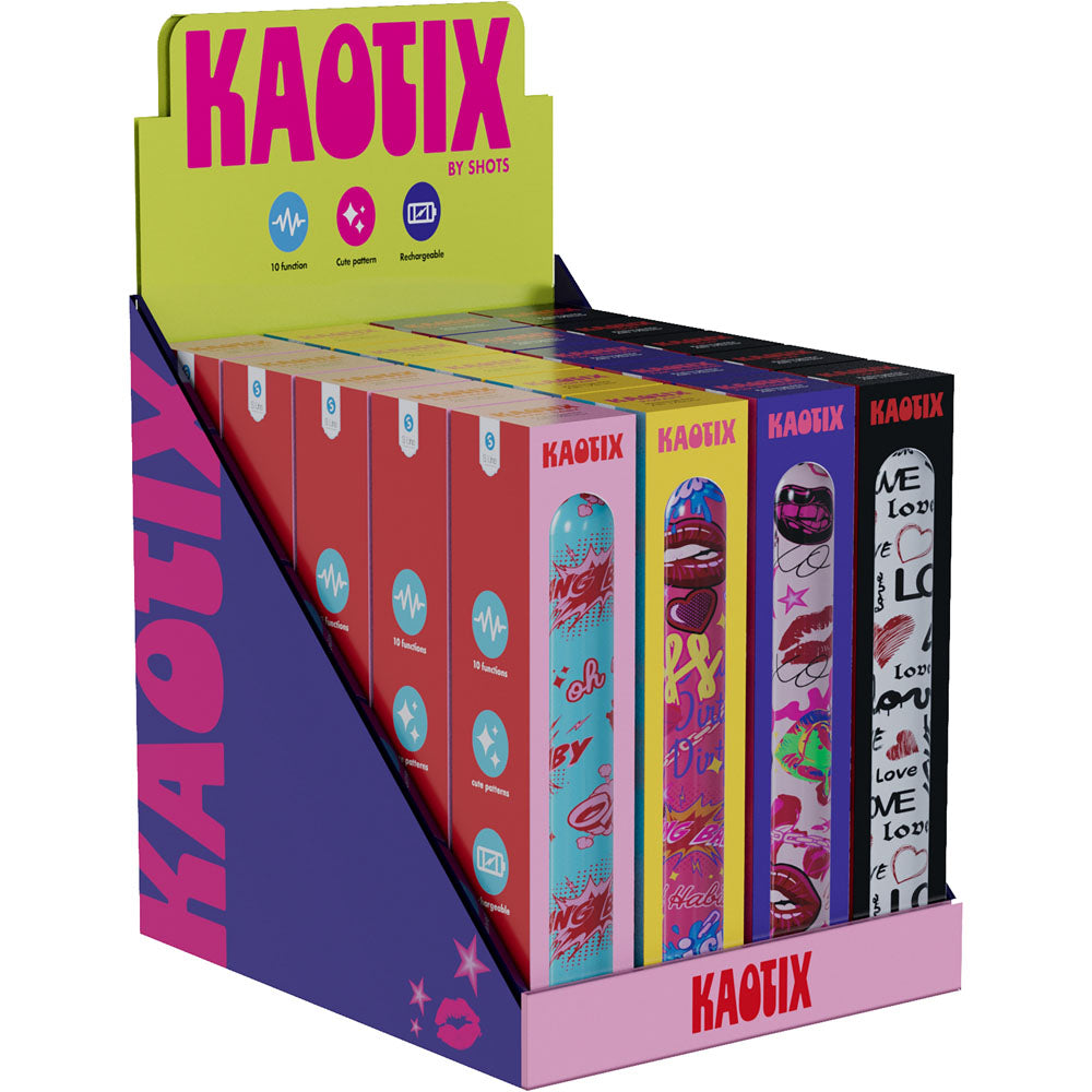 S-LINE Kaotix Display Box - USB Rechargeable Vibrators - Counter Display of 4 x 5 each - SLI294DIS