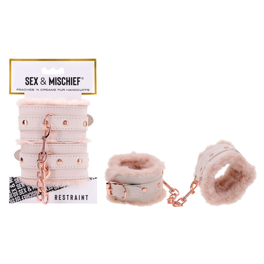 Sex & Mischief Peaches n CreaMe Fur Handcuffs - Peach Restraints-SS09960