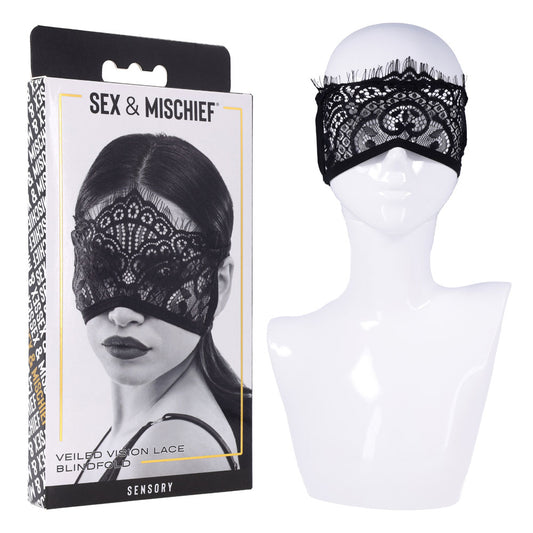 S&M Veiled Vision Lace Blindfold - Black Lace Blindfold - SS10100